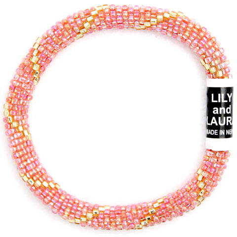 Lily and Laura Rainbow Peach Coral with Gold Spiral