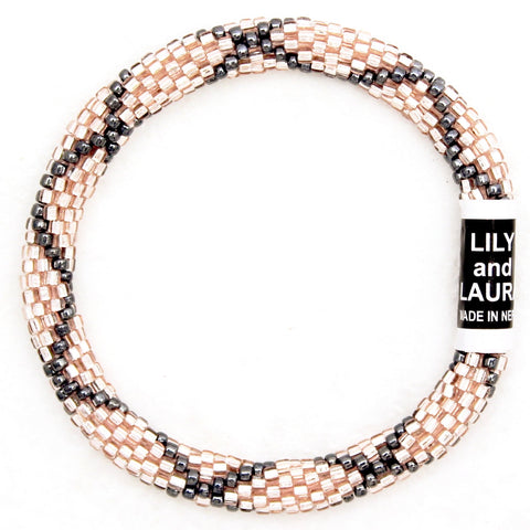 8" Extended Size Lily and Laura Rose Gold With Hematite Criss Cross